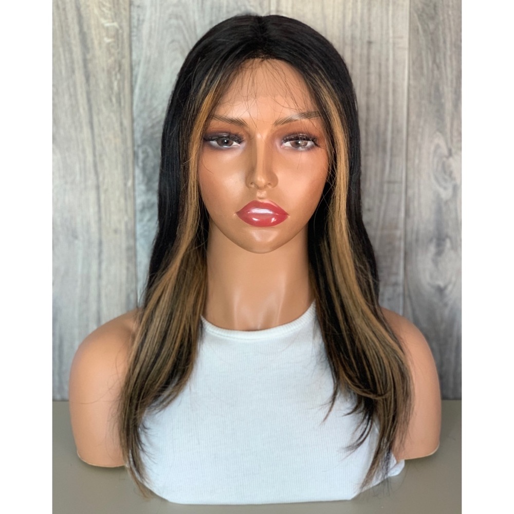 Human Hair Straight Highlighted Lace Front Wig